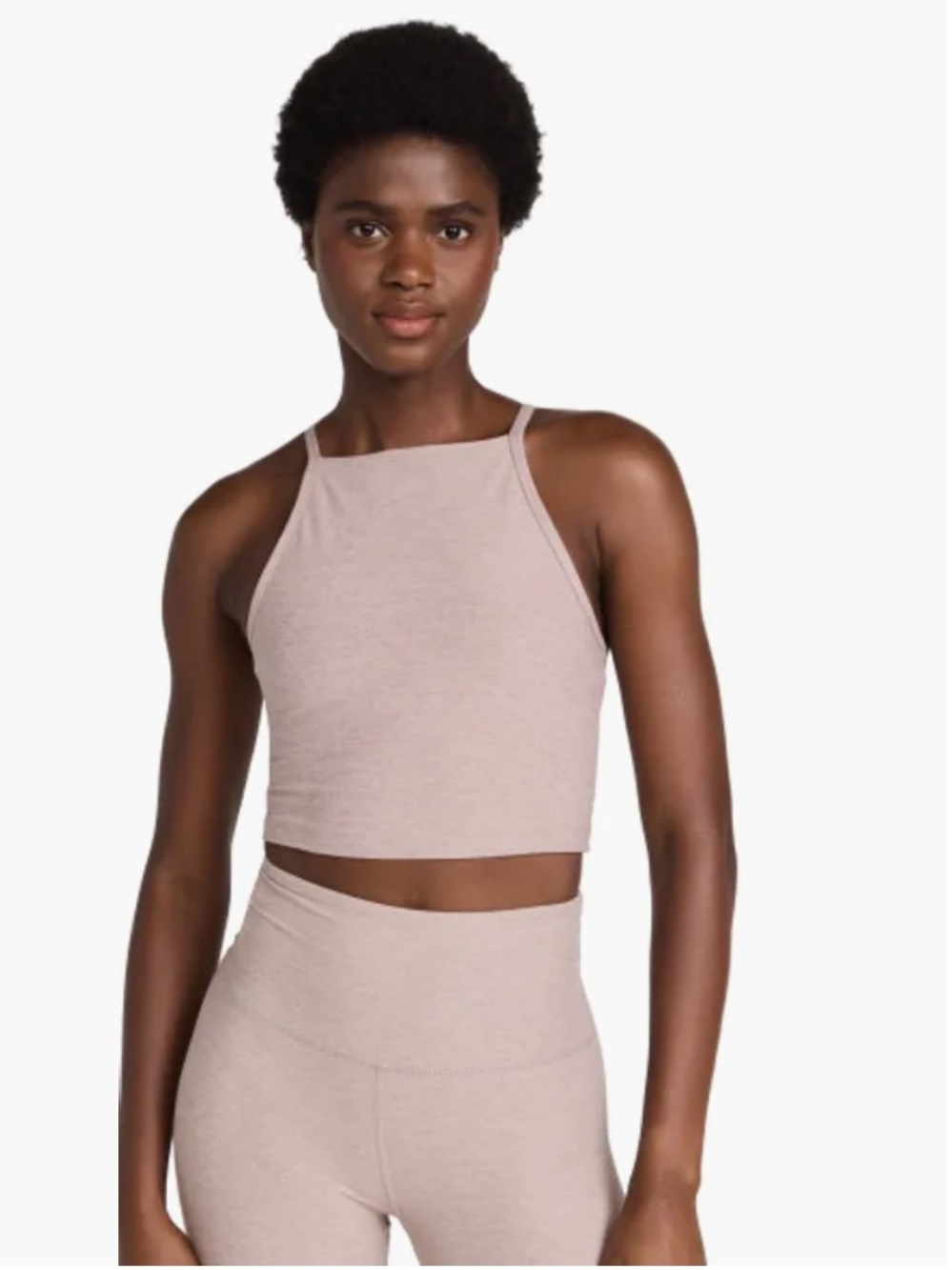 Beyond Yoga Spacedye Cropped Tank in Chai/Tan
